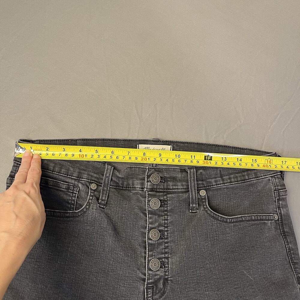 Madewell Jeans Women 31 Curvy 9" High-Rise Skinny Black Faded Freyed Hem Stretch - Picture 5 of 10